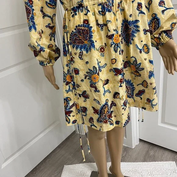 A.L.C Myra Women's Floral Long Sleeve V-Neck Mini Dress. Apricot. Size 4. Cute - Picture 10 of 15